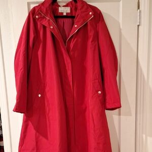 Woman Within Red, Lined Trench Coat